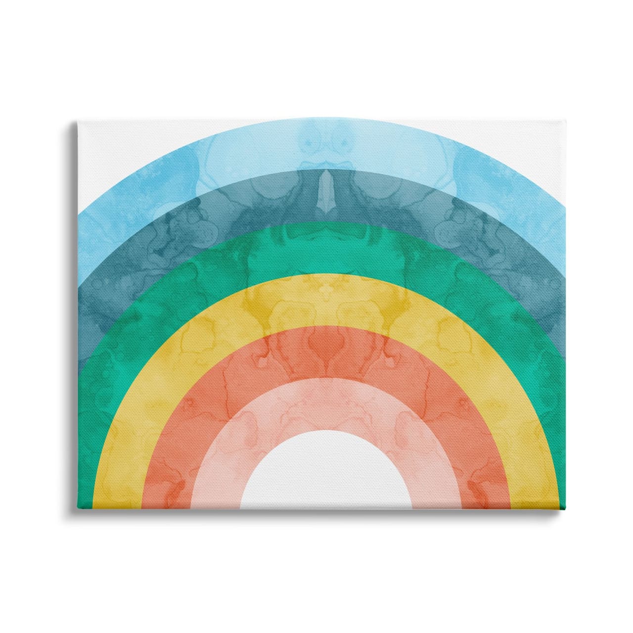 Stupell Industries Kids' Abstract Watercolor Pattern Rainbow Blue Green Pink Canvas Wall Art